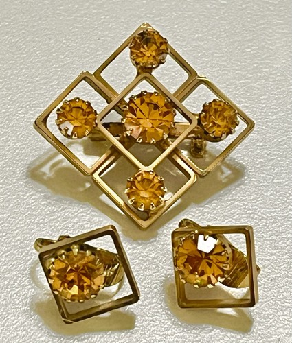 Vintage brooch earrings set - vintage,